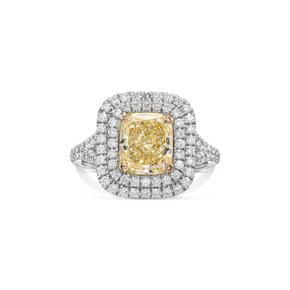 18K White Gold Statement Ring With 2.69 TCW Natural Diamond - Natural Fancy Colored Diamond Main Stone
