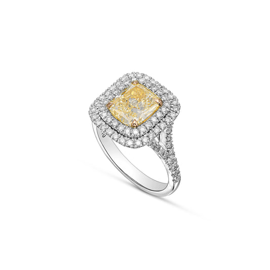 18K White Gold Statement Ring With 2.69 TCW Natural Diamond - Natural Fancy Colored Diamond Main Stone