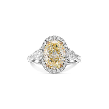 18K White Gold Ring With 3.91 TCW Natural Diamond- Natural Fancy Colored Diamond Main Stone