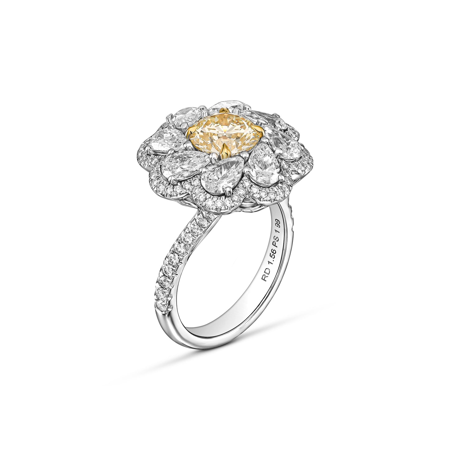 18K White Gold Ring With 3.99 TCW Natural Diamond - Natural Fancy Colored Diamond Main Stone