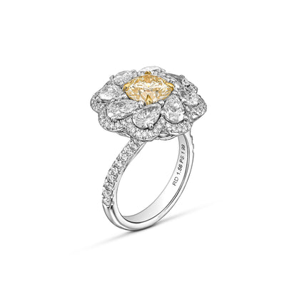 18K White Gold Ring With 3.99 TCW Natural Diamond - Natural Fancy Colored Diamond Main Stone