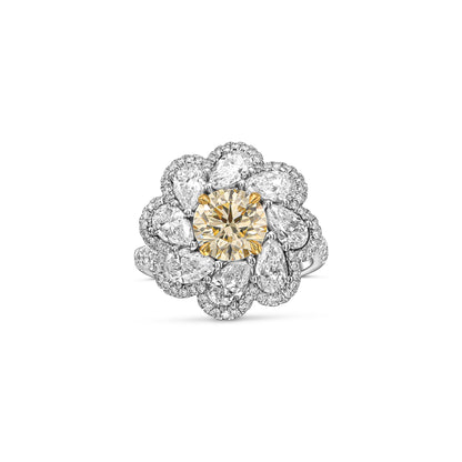 18K White Gold Ring With 3.99 TCW Natural Diamond - Natural Fancy Colored Diamond Main Stone