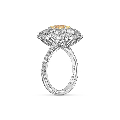 18K White Gold Ring With 3.99 TCW Natural Diamond - Natural Fancy Colored Diamond Main Stone