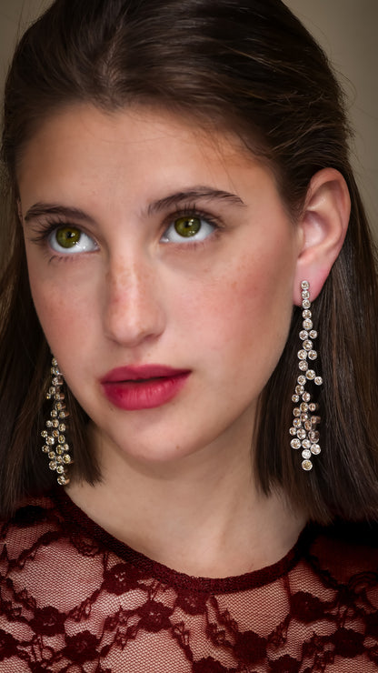 18K White Gold Dangling Drop Earrings With 13.74 TCW Fancy Colored Diamonds