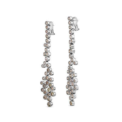 18K White Gold Dangling Drop Earrings With 13.74 TCW Fancy Colored Diamonds