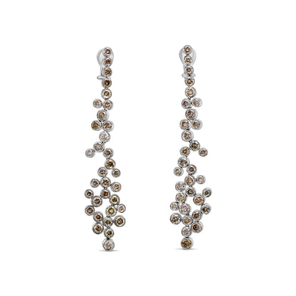 18K White Gold Dangling Drop Earrings With 13.74 TCW Fancy Colored Diamonds