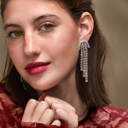 18K White Gold Dangling Drop Earrings With 20 TCW Fancy Colored Diamonds