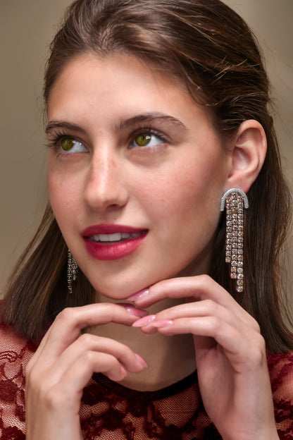 18K White Gold Dangling Drop Earrings With 20 TCW Fancy Colored Diamonds