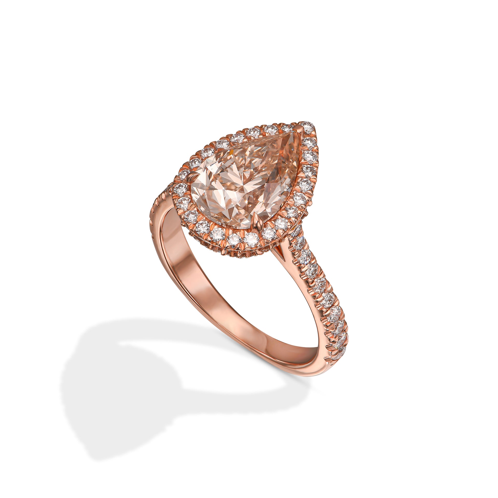 18K Rose Gold Ring With 3.18 TCW Natural Diamond - Natural Fancy Colored Diamond Main Stone