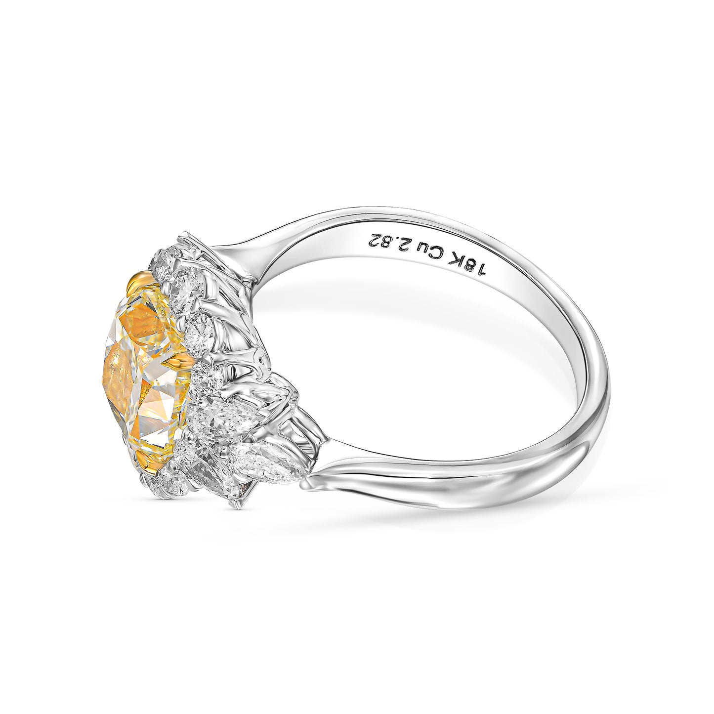 18K White Gold Ring With 3.93 TCW Natural Diamond - Natural Fancy Colored Diamond Main Stone