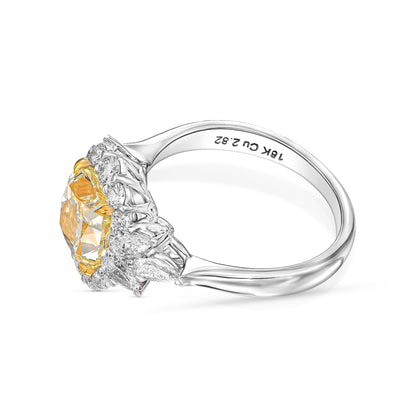 18K White Gold Ring With 3.93 TCW Natural Diamond - Natural Fancy Colored Diamond Main Stone
