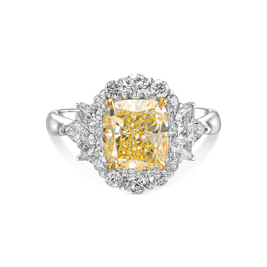 18K White Gold Ring With 3.93 TCW Natural Diamond - Natural Fancy Colored Diamond Main Stone