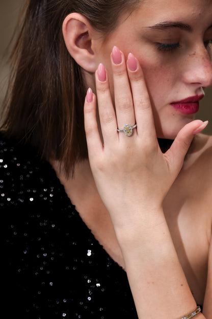 18K White Gold Ring With 1.15 TCW Natural Diamond - Natural Fancy Colored Diamond Main Stone