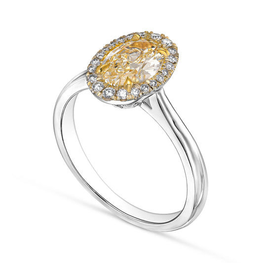 18K White Gold Ring With 1.15 TCW Natural Diamond - Natural Fancy Colored Diamond Main Stone