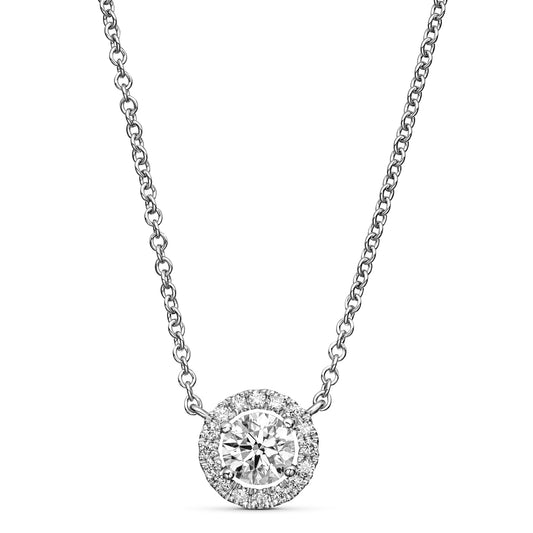 14K White Gold Pendant Necklace With 0.63 TCW Natural Diamond