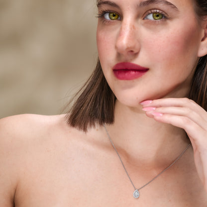 14K White Gold Pendant Necklace With 0.71 TCW Natural Diamond