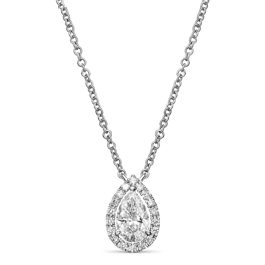 14K White Gold Pendant Necklace With 0.71 TCW Natural Diamond
