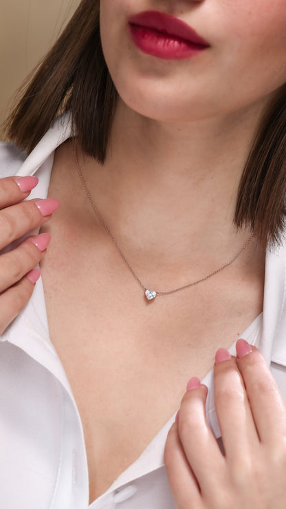 14K Rose Gold Pendant Necklace With 0.63 Carats Natural Diamond