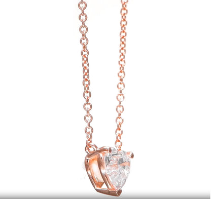 14K Rose Gold Pendant Necklace With 0.63 Carats Natural Diamond