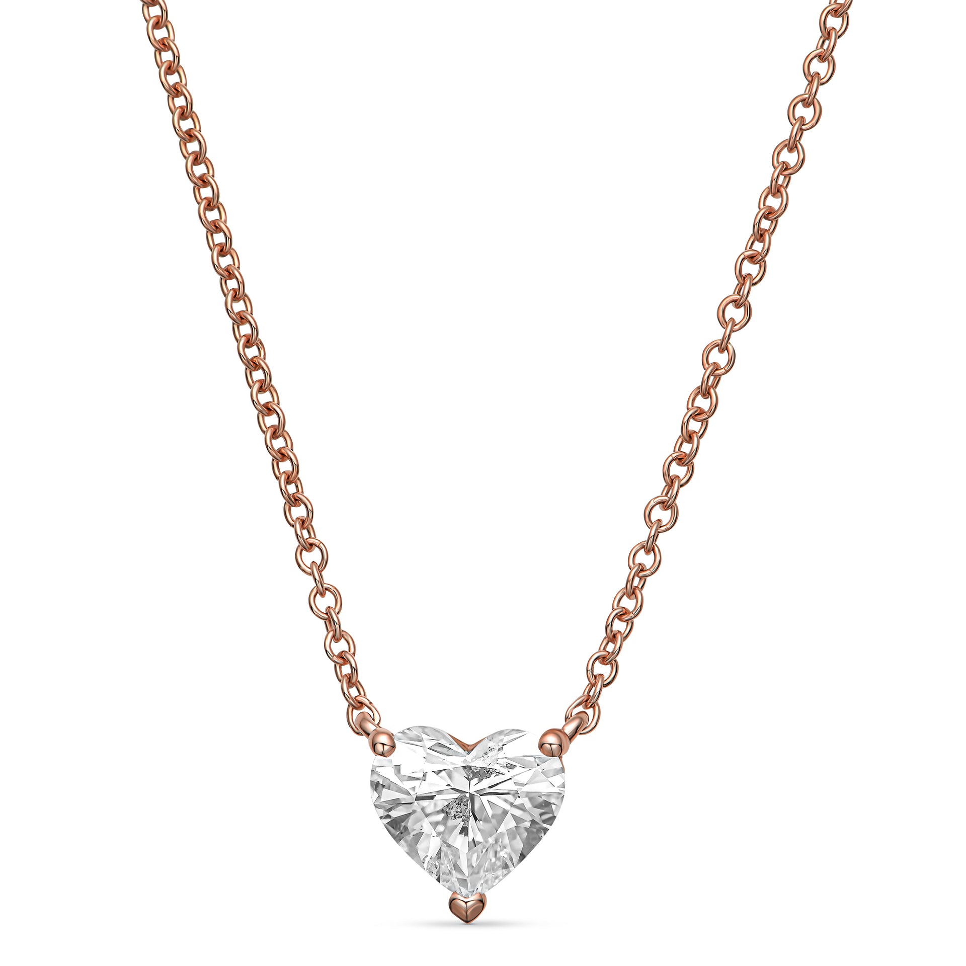 14K Rose Gold Pendant Necklace With 0.63 Carats Natural Diamond