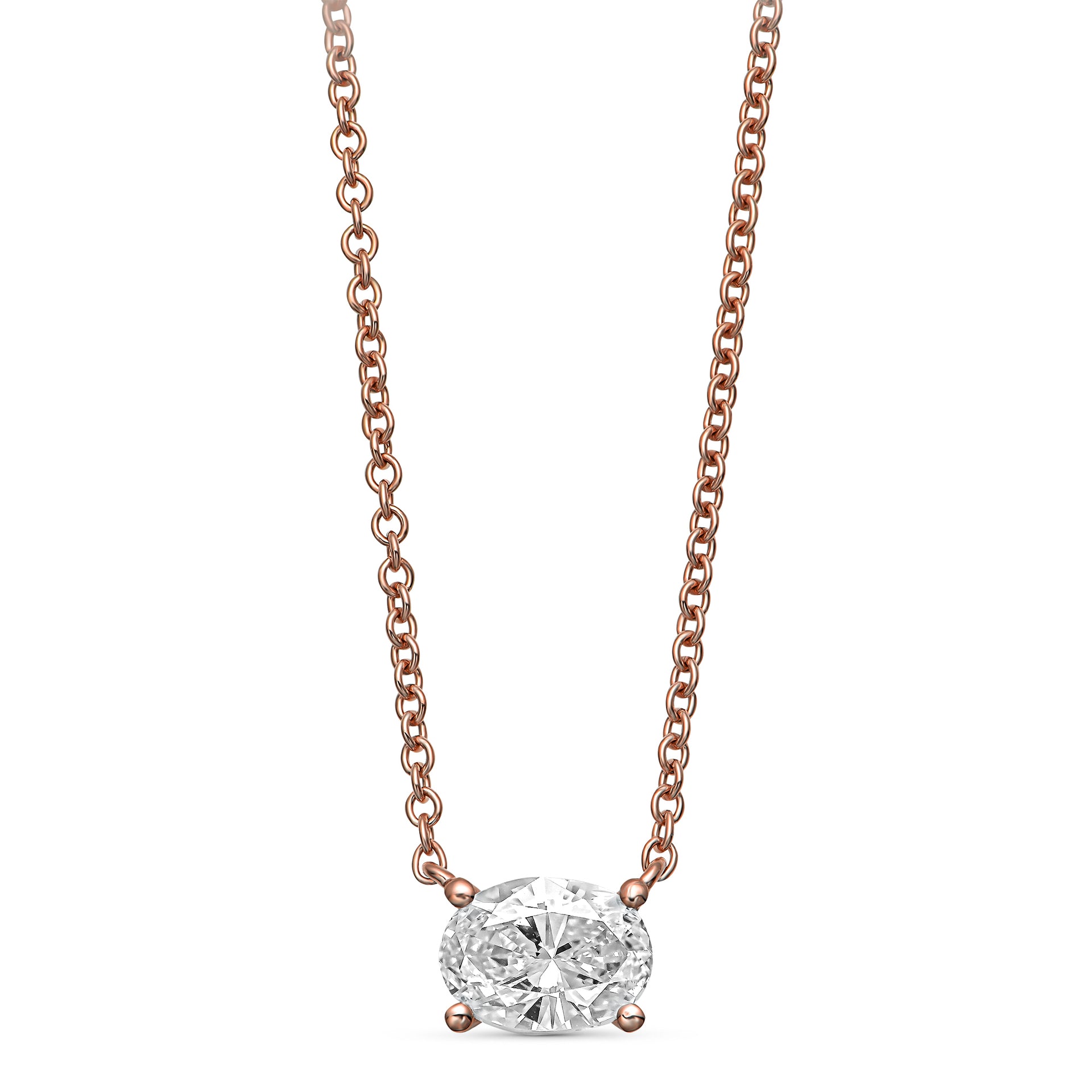 14K Rose Gold Pendant Necklace With 0.54 Carats Natural Diamond