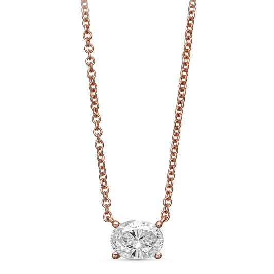 14K Rose Gold Pendant Necklace With 0.54 Carats Natural Diamond
