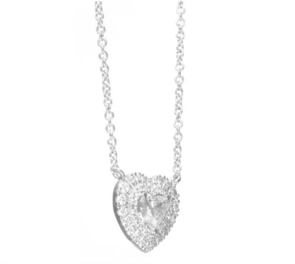 14K White Gold Heart Pendant Necklace With 0.59 TCW Natural Diamond