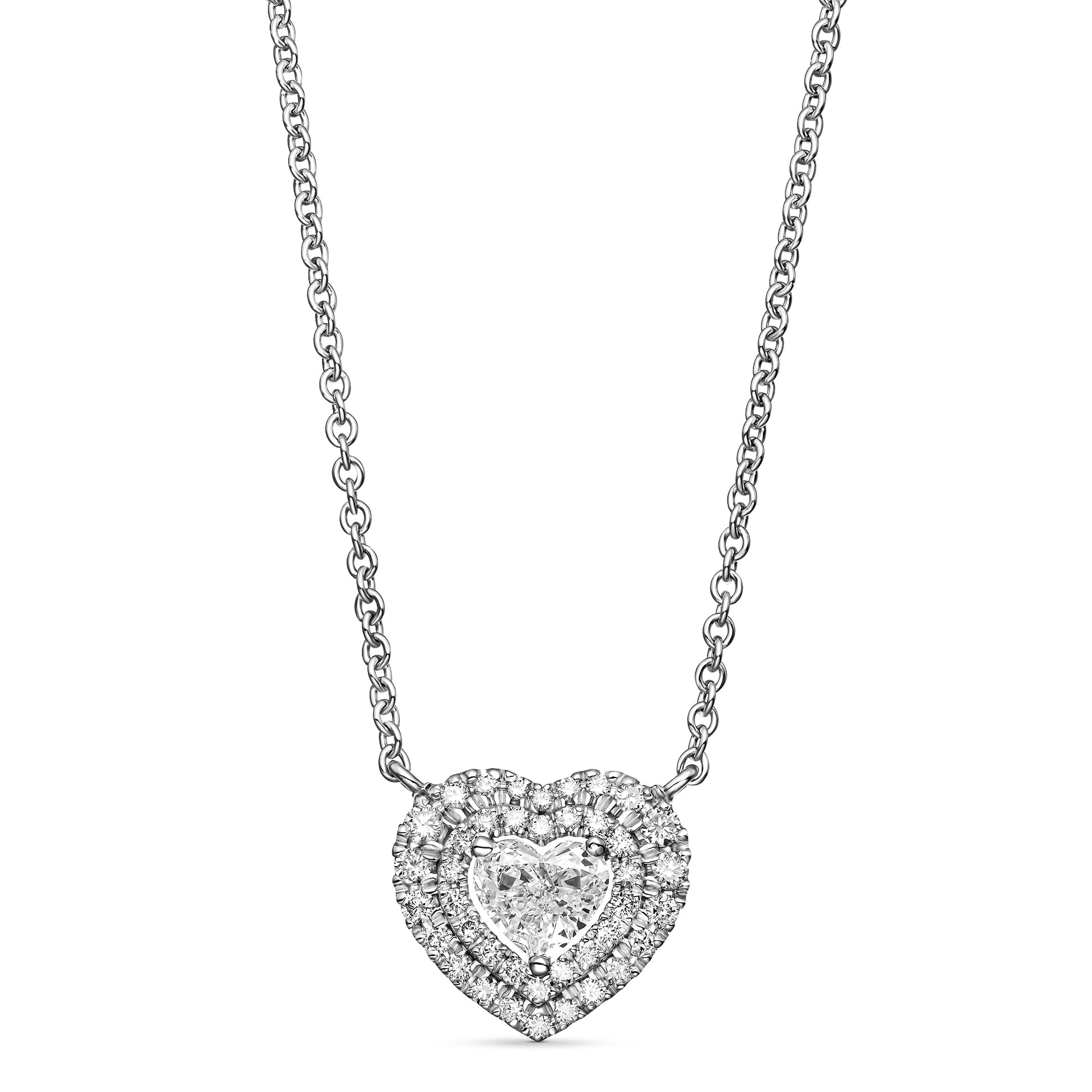 14K White Gold Heart Pendant Necklace With 0.59 TCW Natural Diamond
