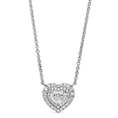 14K White Gold Heart Pendant Necklace With 0.59 TCW Natural Diamond