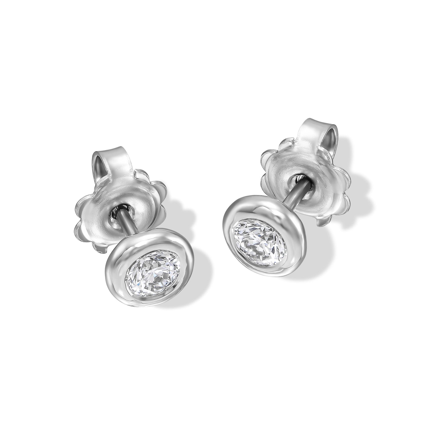 18K White Gold Stud Earrings With 0.43 TCW Natural Diamond