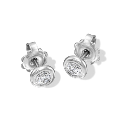 18K White Gold Stud Earrings With 0.43 TCW Natural Diamond
