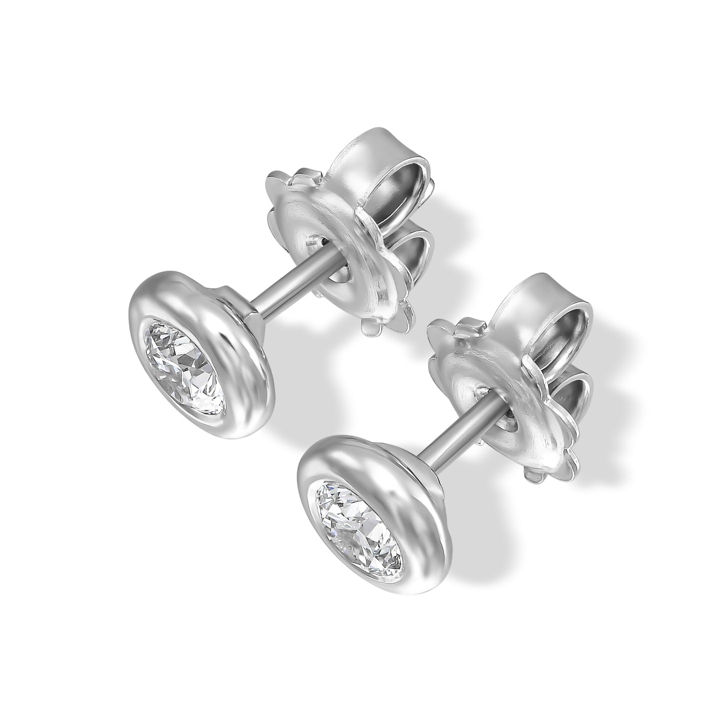 18K White Gold Stud Earrings With 0.43 TCW Natural Diamond