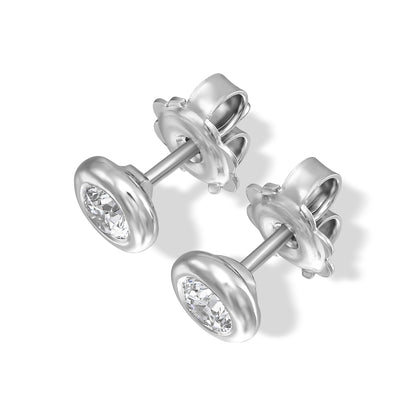 18K White Gold Stud Earrings With 0.43 TCW Natural Diamond