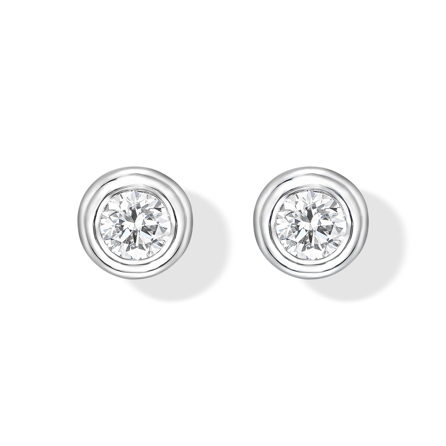 18K White Gold Stud Earrings With 0.43 TCW Natural Diamond