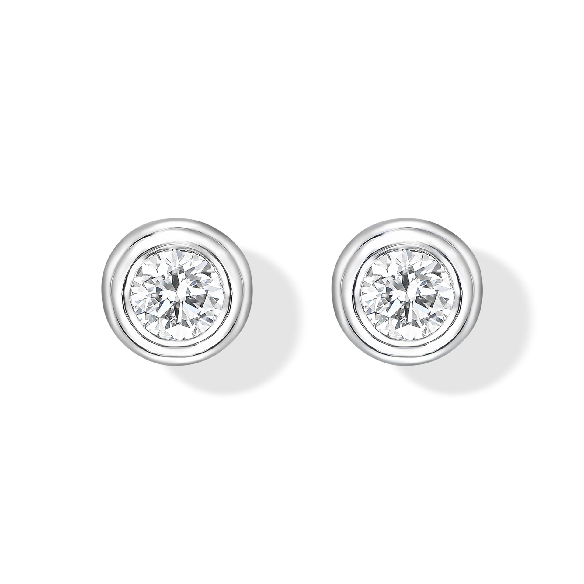 0.43 tcw Round Natural Diamond in 18k White Gold Stud Earrings
