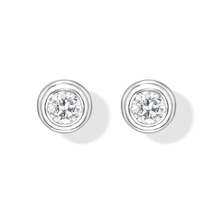 18K White Gold Stud Earrings With 0.43 TCW Natural Diamond