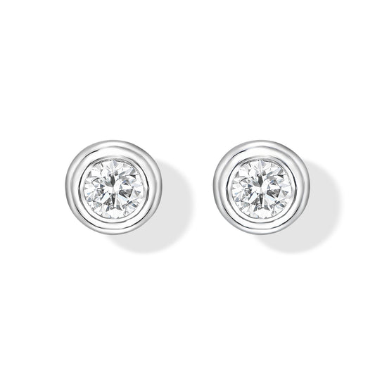 18K White Gold Stud Earrings With 0.43 TCW Natural Diamond