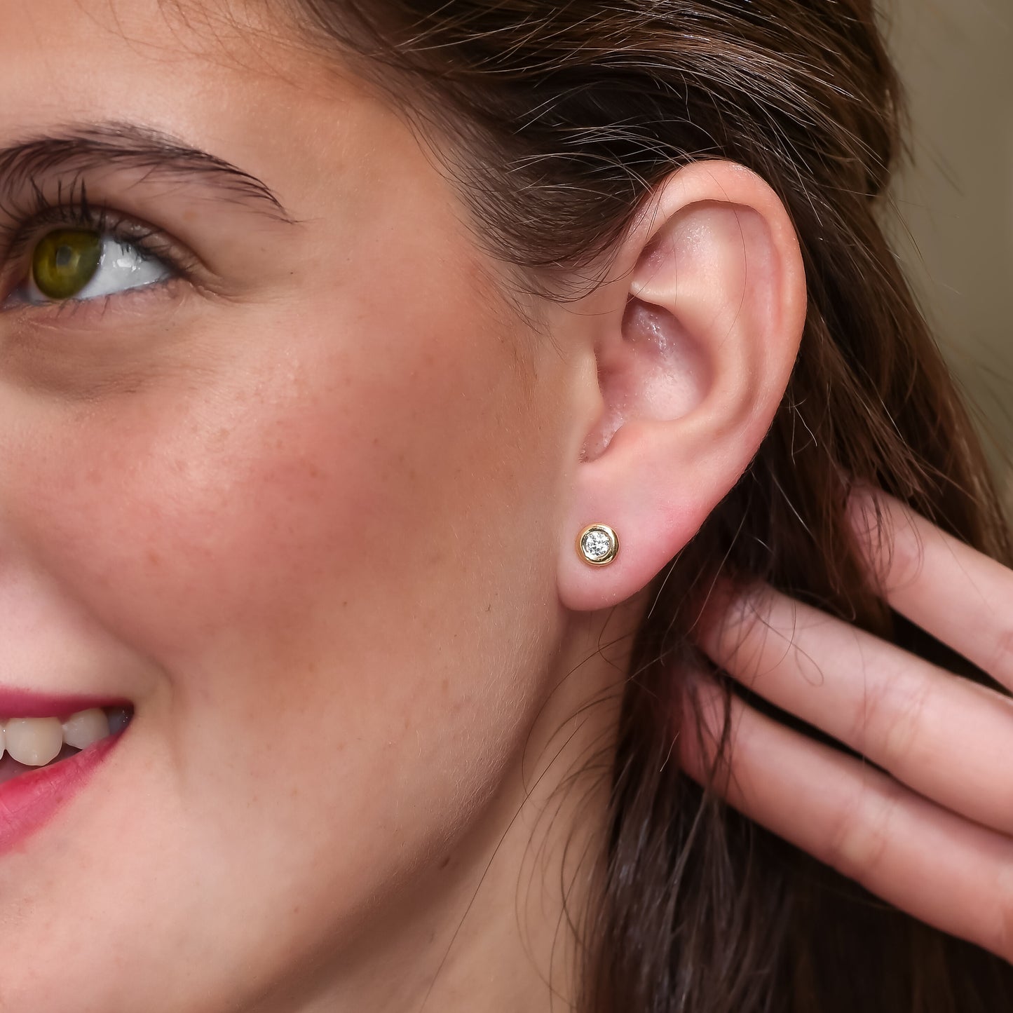 18K Yellow Gold Stud Earrings With 0.28 TCW Natural Diamond