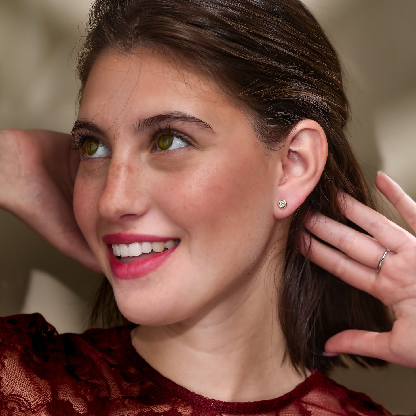 18K Yellow Gold Stud Earrings With 0.28 TCW Natural Diamond