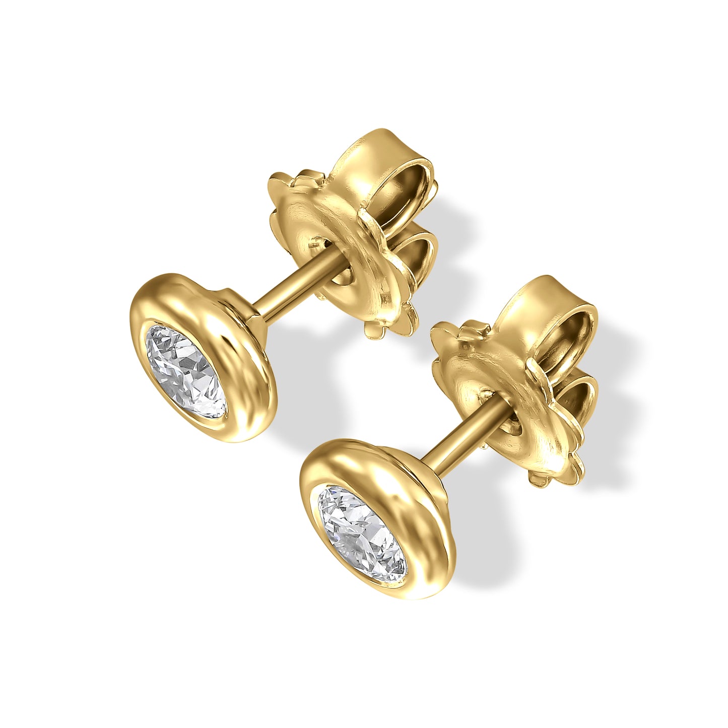 18K Yellow Gold Stud Earrings With 0.28 TCW Natural Diamond