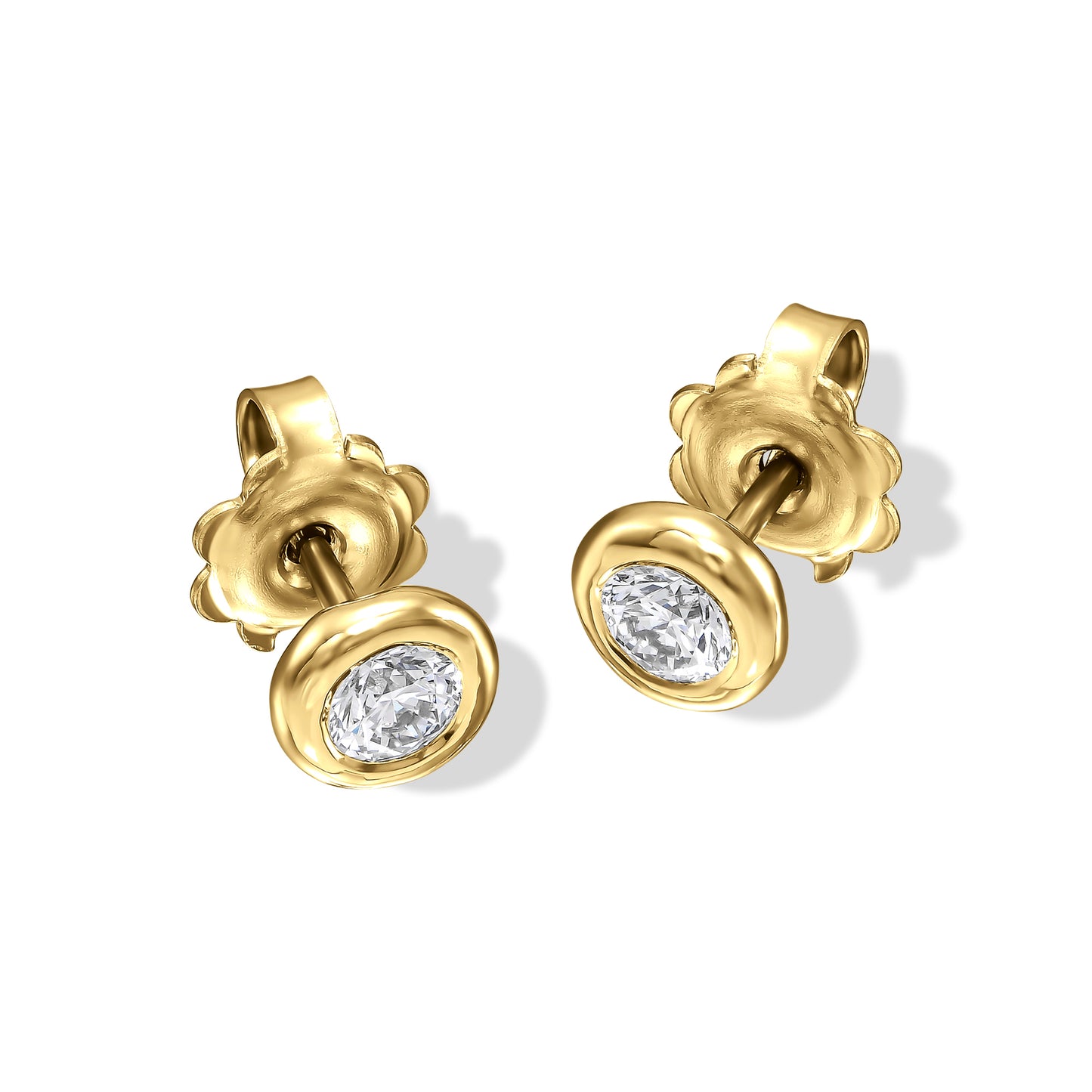 18K Yellow Gold Stud Earrings With 0.28 TCW Natural Diamond
