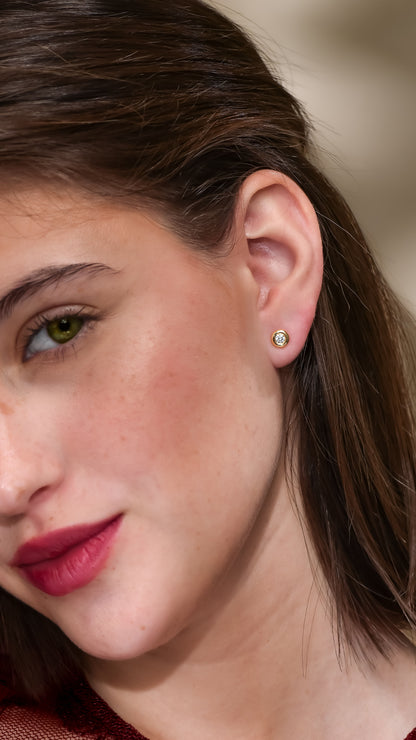 18K Yellow Gold Stud Earrings With 0.28 TCW Natural Diamond