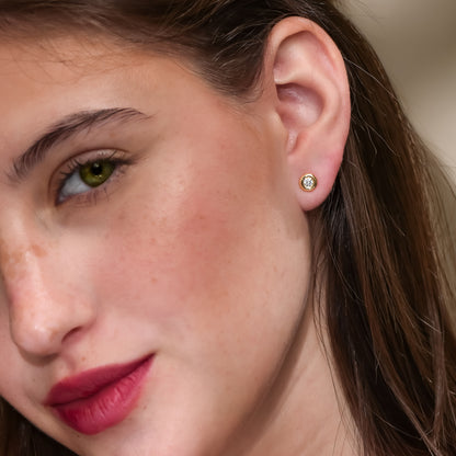 18K Yellow Gold Stud Earrings With 0.28 TCW Natural Diamond
