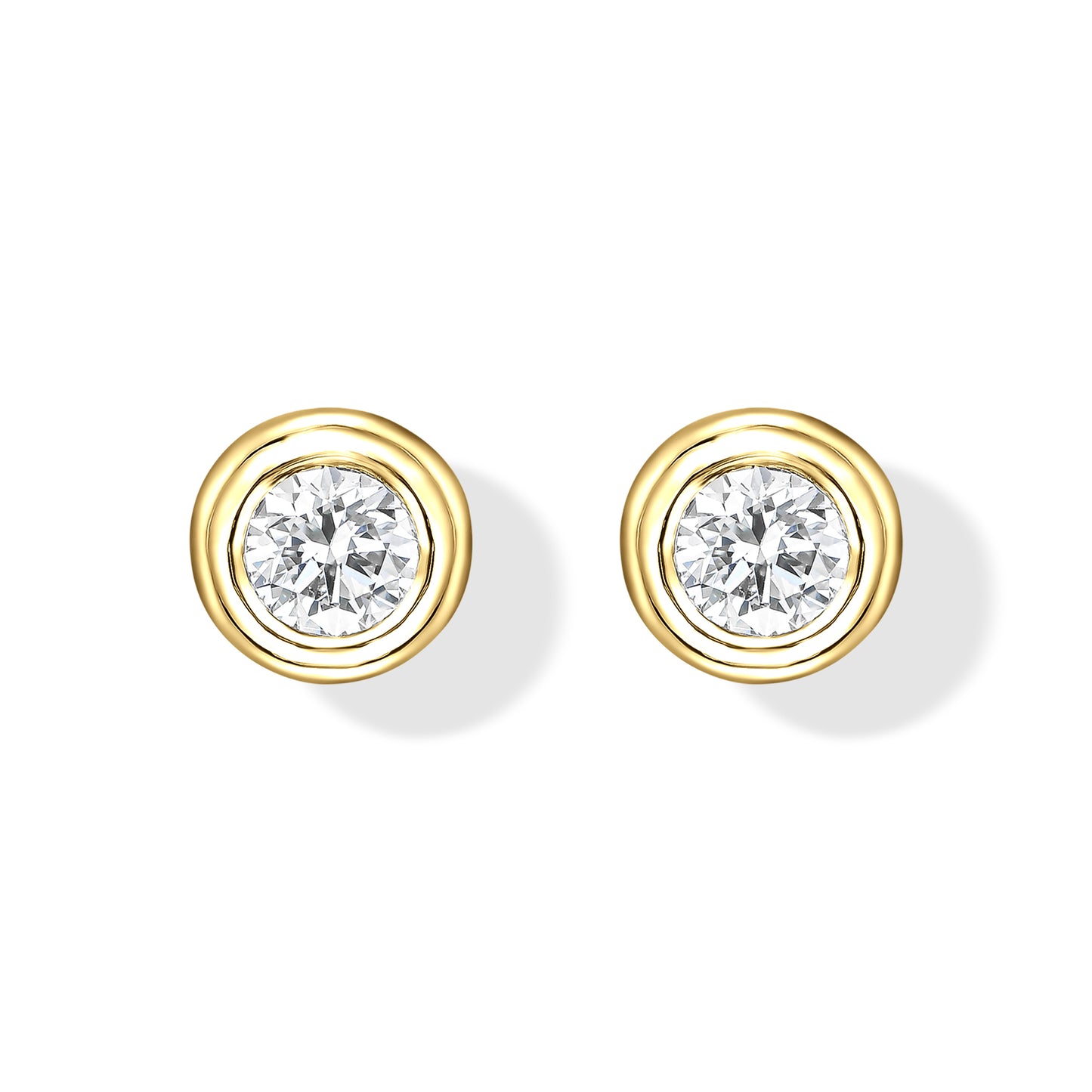 18K Yellow Gold Stud Earrings With 0.28 TCW Natural Diamond