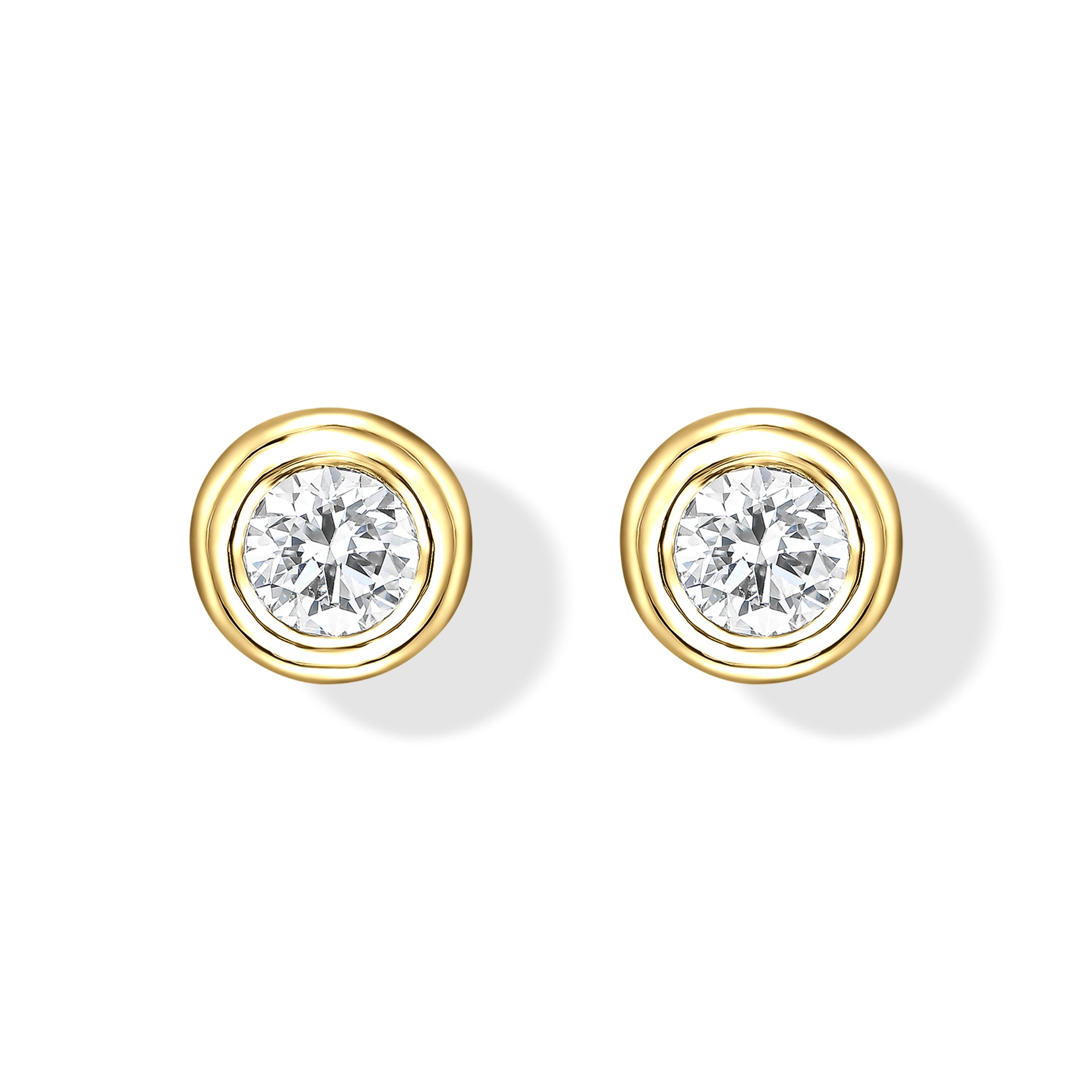 18K Yellow Gold Stud Earrings With 0.28 TCW Natural Diamond