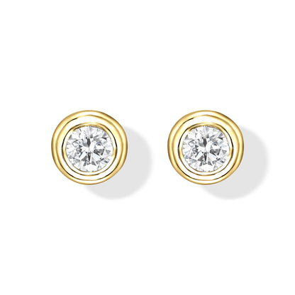 18K Yellow Gold Stud Earrings With 0.28 TCW Natural Diamond