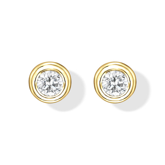 18K Yellow Gold Stud Earrings With 0.28 TCW Natural Diamond