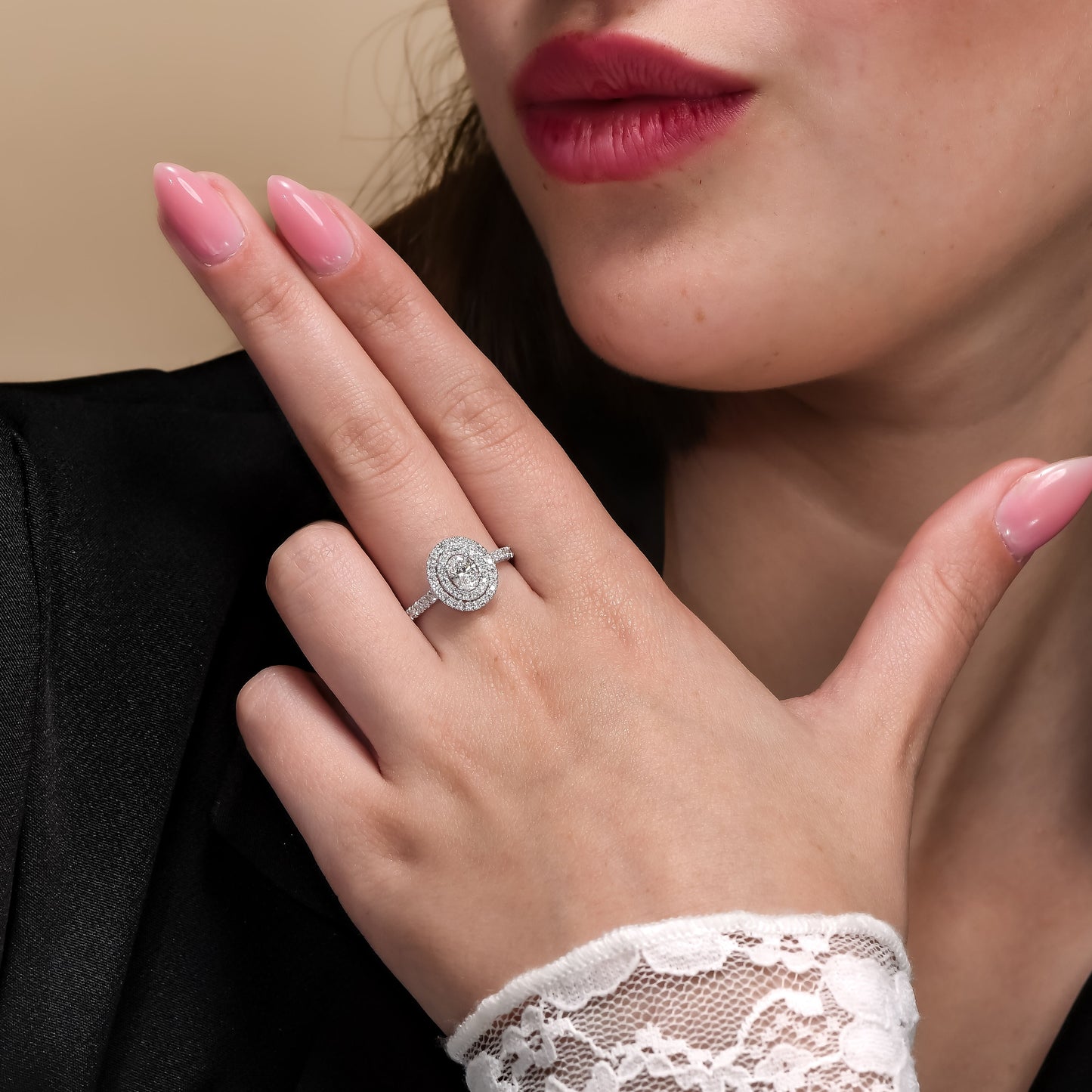 14K White Engagement Ring With 0.94 TCW Natural Diamond