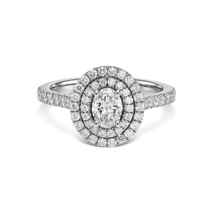 14K White Engagement Ring With 0.94 TCW Natural Diamond