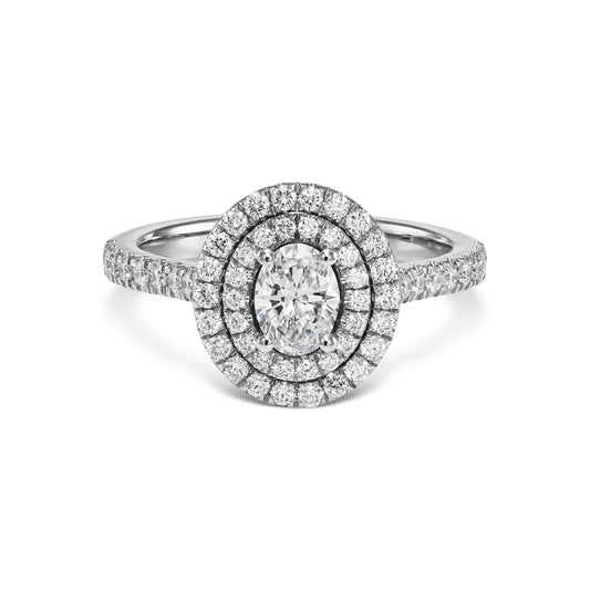 14K White Engagement Ring With 0.94 TCW Natural Diamond